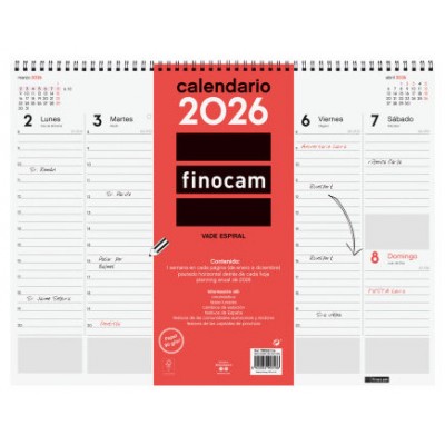 VADE 2026 ESPIRAL SEMANA VISTA VERTICAL 420X310MM FINOCAM 780260026 (Espera 4 dias)