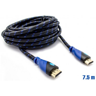 Cable HDMI Mallado v.1.4 M/M 30AWG Azul/Negro 7.5m BIWOND (Espera 2 dias)