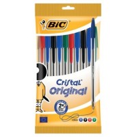 BOLSA 10 BOLIGRAFOS CRISTAL CON CUERPO TRANSPARENTE TRAZO 0,4MM. COLORES SURTIDOS BIC 830865 (Espera 4 dias)