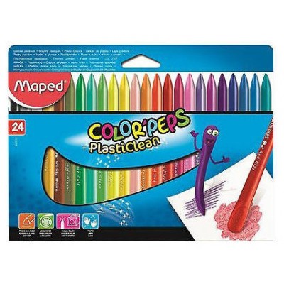 CAJA DE 24 CERAS PLASTICLEAN COLOR"PEPS COLORES SURTIDOS MAPED 862013 (Espera 4 dias)