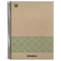 CUADERNO RECICLADO A4 KRAFT SOFT TAPA DURA 100 HOJAS 90GR CUADRICULA 5X5 MM VERDE UNINATURE 88500520 (Espera 4 dias)