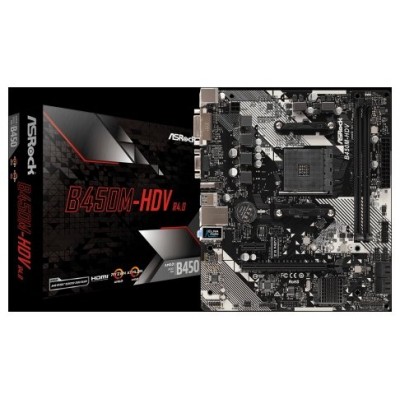 Placa base AM4 microATX Asrock B450M-HDV R4.0 - 2xDDR4