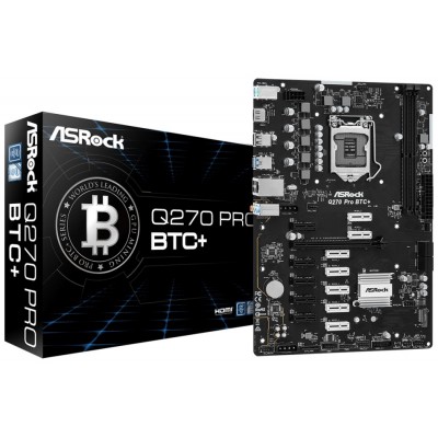 PLACA ASROCK Q270 PRO BTC+,INTEL,1151,Q270,2DDR4,32GB,HDMI,GBLAN,4SATA3+M.2,2USB3.2,ATX (ESPECIAL MINING-12PCIex1+1PCIex16) (Espera 4 dias)