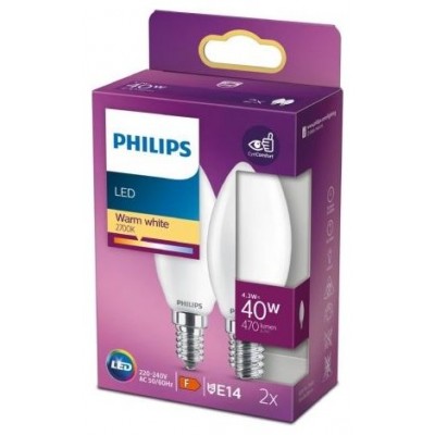 BOMBILLA PHILIPS LEDCL 40W B35 WW 2U