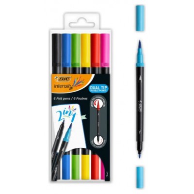 BIC Intensity Dual Tip rotulador Negro, Azul, Verde, Púrpura, Rojo, Amarillo 6 pieza(s) (Espera 4 dias)