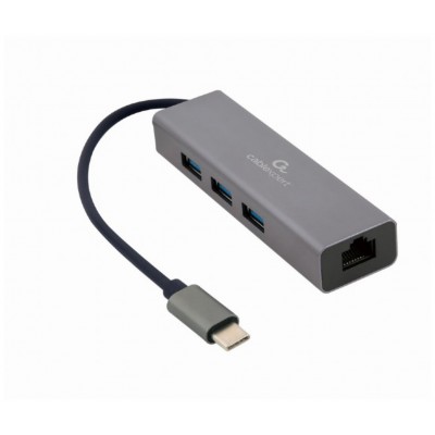 ADAPTADOR DE RED GEMBIRD USB-C GIGABIT CON CONCENTRADOR USB 3.1 DE 3 PUERTOS