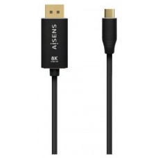 AISENS - CABLE CONVERSOR ALUMINIO USB-C A DISPLAYPORT 8K@60HZ, USB-C/M-DP/M, NEGRO, 1.8M