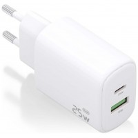 AISENS - CARGADOR 25W, 1xUSB-C PD3.0, 1xUSB-A QC3.0, BLANCO