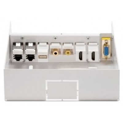 AISENS - CAJA DE CONEXIONES AUDIOVISUAL VGA+2XHDMI+JACK3.5+RCA+1XUSB+2XRJ45 CAT.6A STP, BLANCO