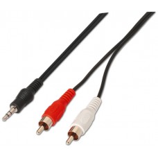 CABLE AUDIO ESTEREO JACK 3.5M-2XRCAM NEGRO 1.5M AISENS