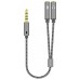 ADAPTADOR AUDIO JACK 3.5 4PIN M-2XJACK 3.5 3PIN H GRIS