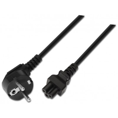 CABLE ALIMENTACION TREBOL CEE7 ACODADO M-C5H NEGRO