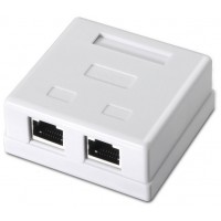AISENS - ROSETA DE SUPERFICIE RJ45 CAT.6 FTP 2 TOMAS, BLANCO