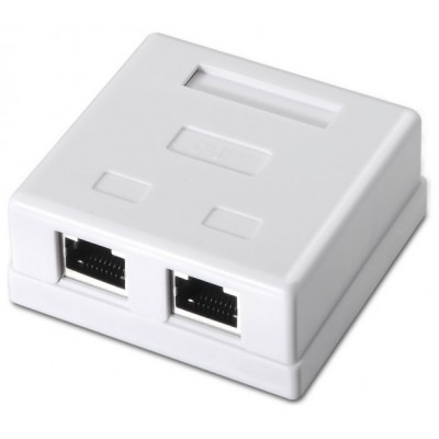 AISENS - ROSETA DE SUPERFICIE RJ45 CAT.6 FTP 2 TOMAS, BLANCO