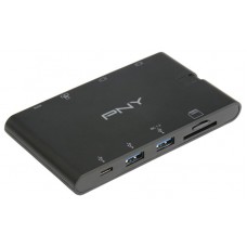 PNY Mini Hub Portátil 9 en 1 con Cable USB-C Integrado con 2 Puertos USB-C 2 Puertos USB-A 3.1 1 P