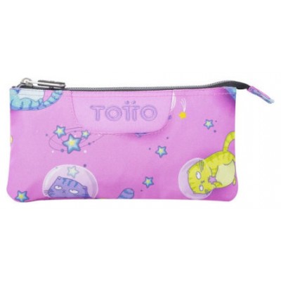 ESTUCHE ESCOLAR TRES COMPARTIMENTOS GATOS ASTRONAUTAS TOTTO AC52ECO012-2310Z-9I9 (Espera 4 dias)