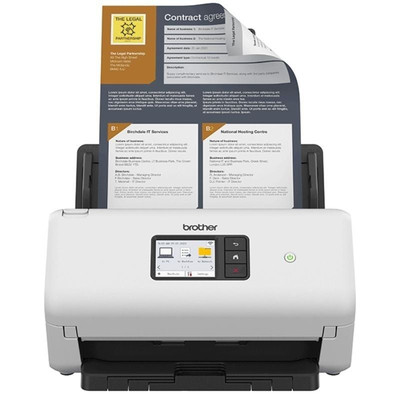BROTHER Escaner de sobremesa ADS4550W de alta velocidad a doble cara, tarjeta de red cableada y WiFi. Velocidad 35hpm/70ppm - ADF 60 hojas - 6.000 hojas/dia - W