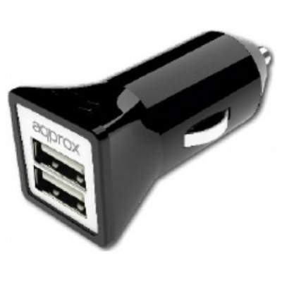 Cargador De Coche Approx 2 Usb 5v/3,1 Ah Color Negro