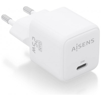 AISENS - CARGADOR GaN 25W, 1xUSB-C PD3.0 QC4.0, BLANCO