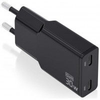 AISENS - CARGADOR GaN ULTRA DELGADO 30W, 2xUSB-C PD3.0 QC4.0, NEGRO