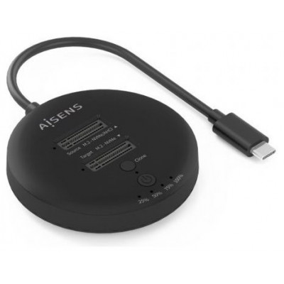 AISENS - ESTACION DE DOCKING DE DOBLE BAHIA NVMe A USB 3.2 GEN2x2, CLONE, NEGRO