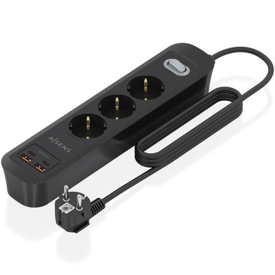 Aisens Regleta 3 tomas interruptor PD 2xUSBC 2xUSB Aisens Regleta 3 tomas interruptor PD 2xUSBC 2xUSB