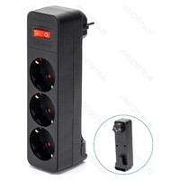 ENCHUFE DE CONVERSION ALEMAN 1 A 3 16A CON INTERRUPTOR NEGRO AIGOSTAR (Espera 4 dias)