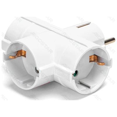 ENCHUFE DE CONVERSION ALEMAN 1 A 3 16A VERTICAL BLANCO AIGOSTAR (Espera 4 dias)