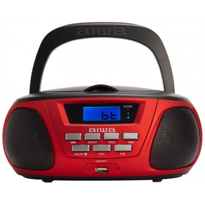 RADIO CD BLUETOOTH PORTABLE AIWA BOOMBOX BBTU-300 RED