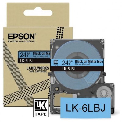 EPSON Cartucho de etiquetas Matte Tape   Blue/Black 24mm(8m)   LK-6LBJ