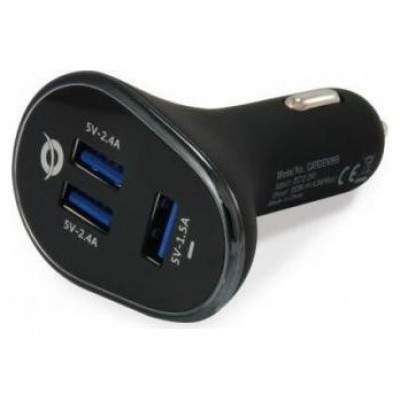 Cargador De Coche Conceptronic Carden06b 3 Puertos Usb