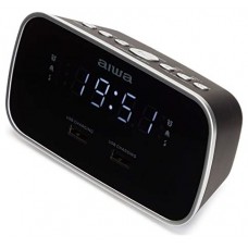 Radio Despertador Aiwa Cru-19 Black 2 Puertos Usb