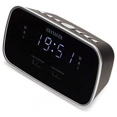 Radio Despertador Aiwa Cru-19 Black 2 Puertos Usb