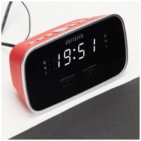 Radio Despertador Aiwa Cru-19 Red 2 Puertos Usb