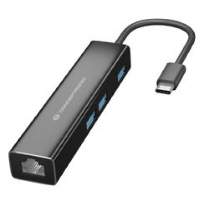 CONCEPTRONIC ADAPTADOR USB-C A GIGABIT ETHERNET RJ45 CON HUB USB 3.0 3 PUERTOS