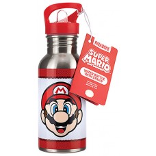 BOTELLA METÁLICA CON PAJITA SUPER MARIO 500 ML PALADONE PP8022NN (Espera 4 dias)