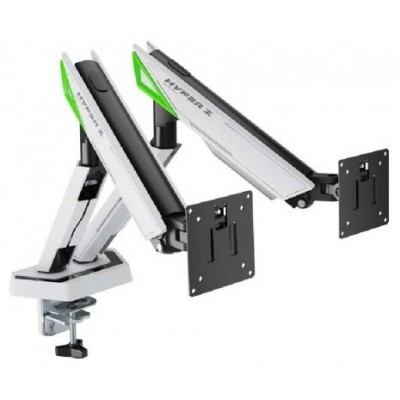AISENS - SOPORTE DE MESA GAMING CONTRAPESO GIRATORIO E INCLINABLE PARA MONITOR/TV 16KG (3 PIVOTES, 2 BRAZOS) DE 17-38, NEGRO-BLANCO