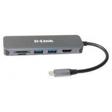 HUB USB-C D-LINK 6 EN 1 USB-C 2*USB3 HDMI LECTOR SD