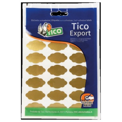 PAQUETE 10 HOJAS ETIQUETAS SATINADAS ORO 36X19 MM TICO E-GL-3619 (Espera 4 dias)