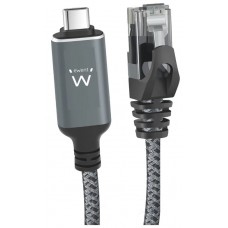 CABLE CONVERTIDOR RED EWENT USB-C 3.1 TO RJ45 CAT6 FTP 1GB GRIS 2M