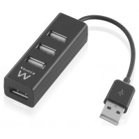 HUB EWENT USB 2.0 HIGH SPEED USB-A 4 PUERTOS NEGRO