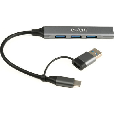 EWENT HUB USB-A-C 5Gbps 3puertos 3.1 USB A alum