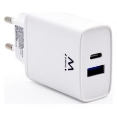 CARGADOR EWENT USB-C Y USB-A QC3.0 AC PD 2 PUERTOS (20W) BLANCO