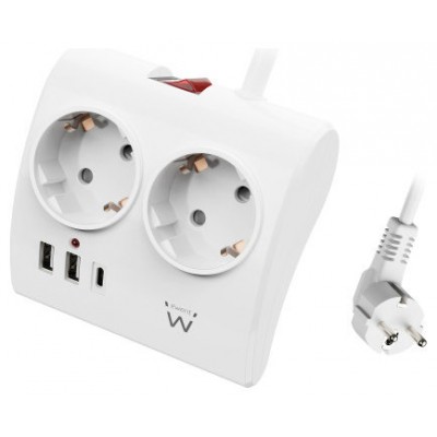Ewent EW3870 base múltiple 1,5 m 3 salidas AC Interior Blanco (Espera 4 dias)
