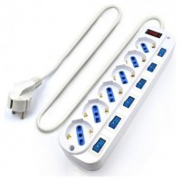EWENT REGLETA 6 TOMAS SCHUKO CON INTERRUPTOR INDIVIDUAL. CABLE 5M. BLANCO (EW3932-5M) (Espera 4 dias)