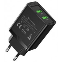 CARGADOR PARED 18W 2xUSB-A 3A NEGRO VENTION (Espera 4 dias)