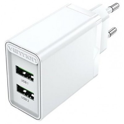 CARGADOR PARED 18W 2xUSB-A 3A BLANCO VENTION (Espera 4 dias)