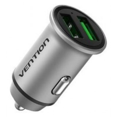 CARGADOR COCHE 2xUSB-A 18W GRIS VENTION (Espera 4 dias)