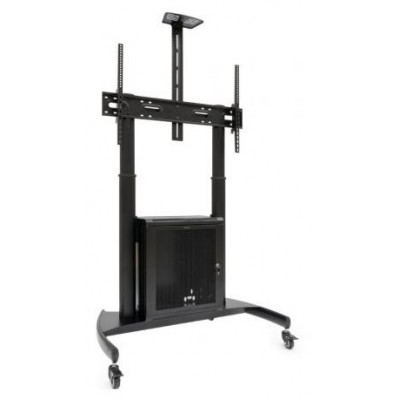 TooQ “NARNIA” Soporte de Suelo con Armario Multiusos + Accesorios Rack para Pantallas 60"- 100", Negro (Espera 4 dias)