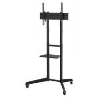 AISENS - SOPORTE DE SUELO ECO CON RUEDA, BANDEJA PARA DVD PARA MONITOR/TV 50KG DE 37-70, NEGRO